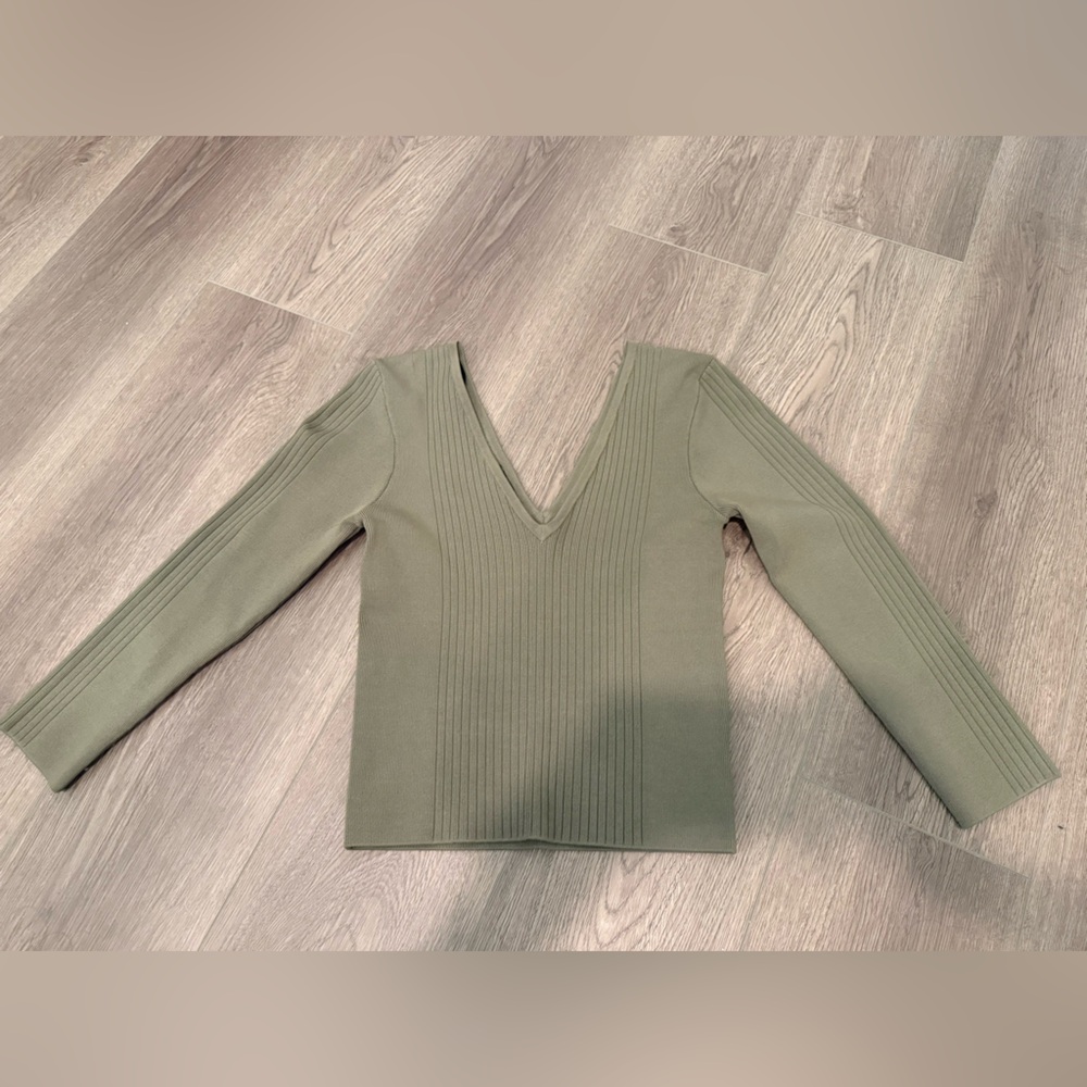 Bebe Khaki Ribbed Knit Top